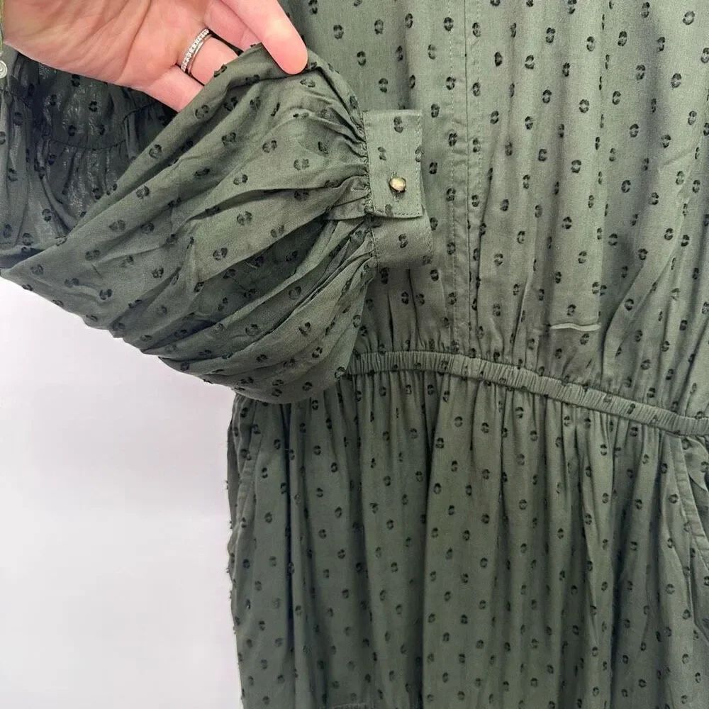 Garnet Hill Women’s Nori Pine Green Ballad Swiss-Dot Maxi Dress - Picture 10 of 13